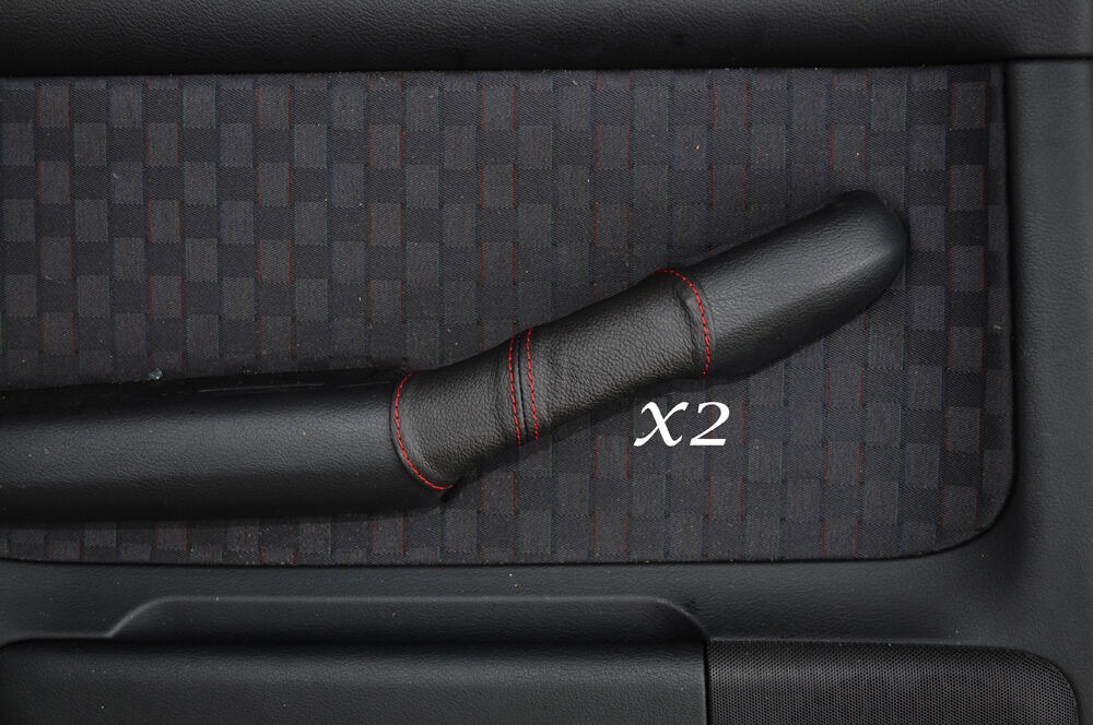 RED STITCH 2X REAR DOOR HANDLE LEATHER SKIN COVERS FITS AUDI A6 C5 1997-2004
