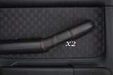RED STITCH 2X REAR DOOR HANDLE LEATHER SKIN COVERS FITS AUDI A6 C5 1997-2004