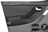 BLUE STITCH 2X FRONT DOOR CARD TRIM LEATHER COVER FOR SEAT LEON MK1 99-05 5 DR