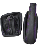 FITS BMW E46 1998-2005 GEAR HANDBRAKE GAITER PURPLE DOUBLE STITCH LEATHER