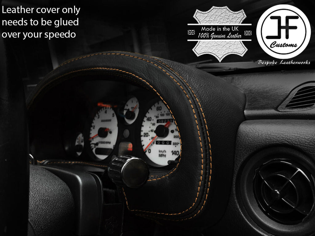TAN STITCH SPEEDO GAUGE HOOD REAL LEATHER COVER FOR MAZDA MX5 MK1 MIATA 89-97