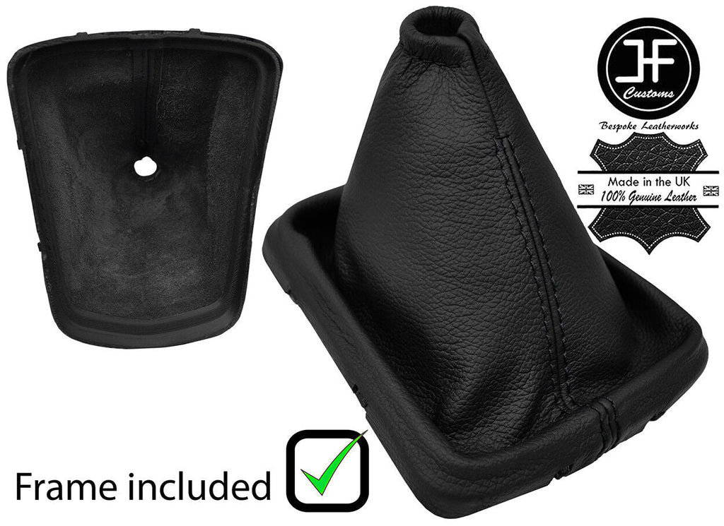 BLACK STITCH LEATHER GEAR GAITER+PLASTIC FRAME FITS NISSAN QASHQAI J11 13-18