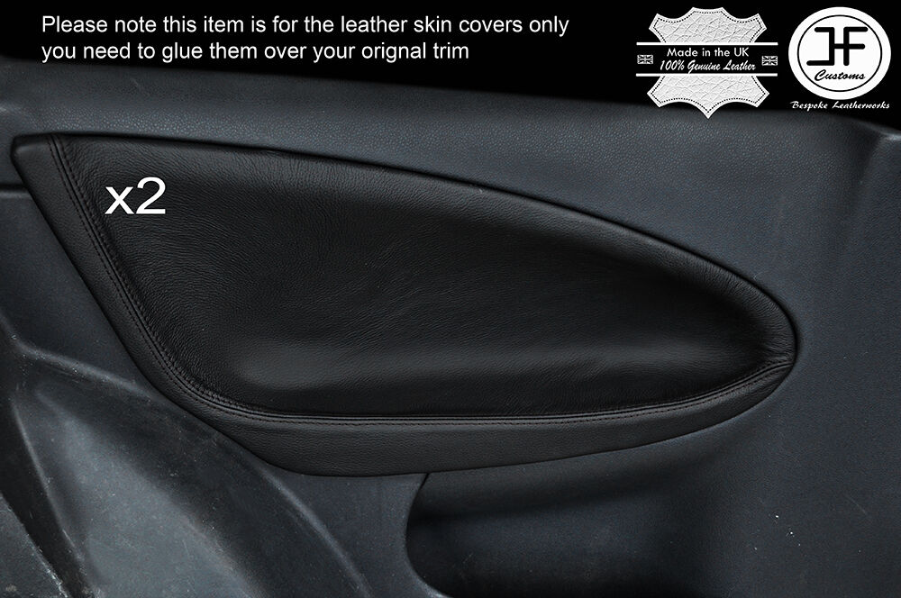 BLACK STICH 2X REAR DOOR CARD TRIM LEATHER COVER FITS MG ZR ROVER 25 99-05 3 DR