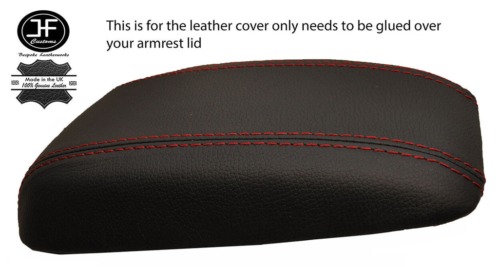 RED STITCHING ARMREST LID REAL LEATHER COVER FITS HYUNDAI SONATA 2002-2005