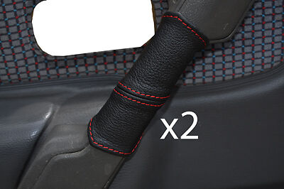 red stitch FITS FORD ESCORT MK4 2X DOOR HANDEL LEATHER COVERS CUSTOM NEW