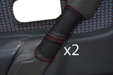 red stitch FITS FORD ESCORT MK4 2X DOOR HANDEL LEATHER COVERS CUSTOM NEW