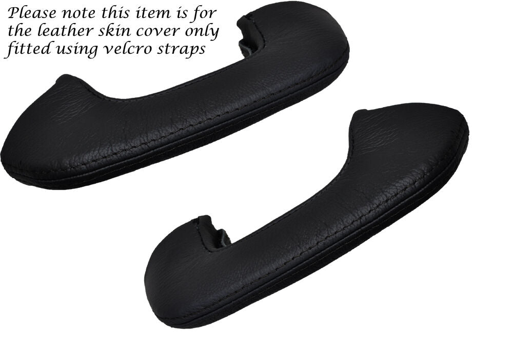 BLACK STITCH 2X FRONT DOOR HANDLE LEATHER SKIN COVERS FITS VOLVO AMAZON 120 130