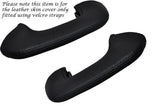 BLACK STITCH 2X FRONT DOOR HANDLE LEATHER SKIN COVERS FITS VOLVO AMAZON 120 130