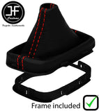 RED STITCH LEATHER AUTOMATIC GEAR GAITER+PLASTIC FRAME FOR JEEP COMPASS 17-20