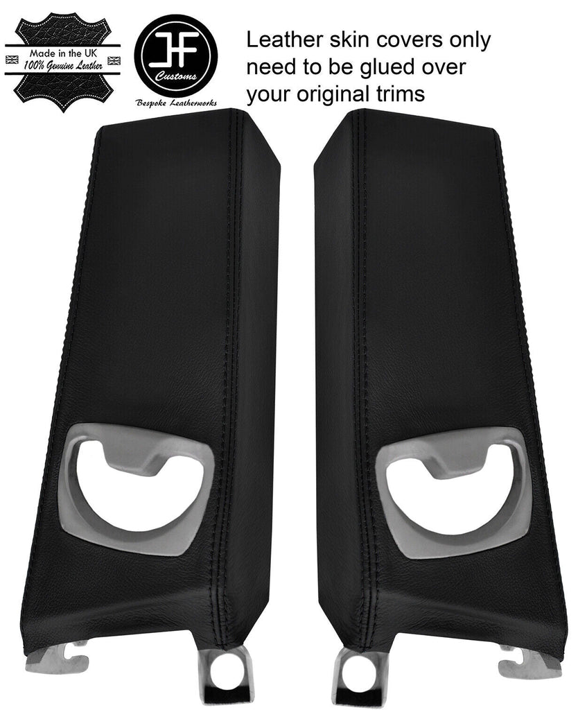 BLACK STITCH 2X UPPER B PILLAR LEATHER COVERS FITS BMW 3 SERIES E92 COUPE 06-13