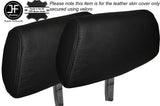 BLACK STITCHING 2X FRONT HEADREST LEATHER SKIN COVER FITS MG MGB & MG MIDGET