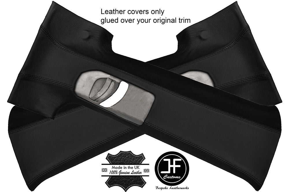 BLACK STITCHING 2X UPPER B PILLAR LEATHER COVERS FITS VW T4 MULTIVAN BUS