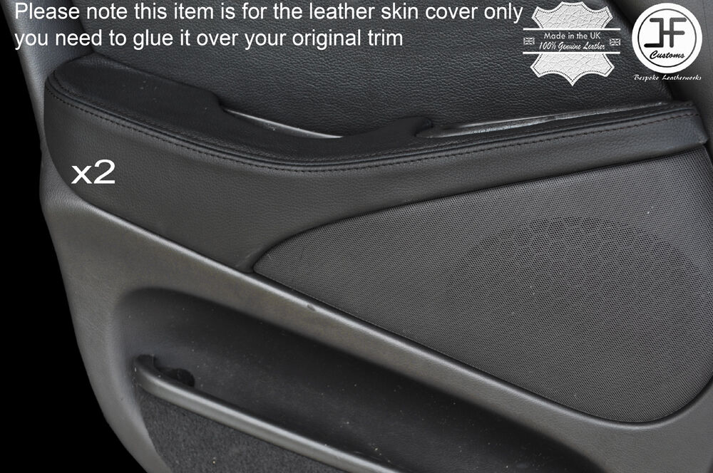 BLACK STITCH 2X REAR DOOR ARMREST LEATHER COVERS FITS JAGUAR S TYPE 1999-2007