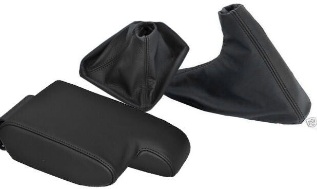 FITS BMW E36 91-98 BLACK GEAR +HANDBRAKE & ARMREST COVER BLACK DOUBLE STITCH
