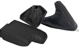 FITS BMW E36 91-98 BLACK GEAR +HANDBRAKE & ARMREST COVER BLACK DOUBLE STITCH