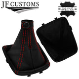 D RED STITCHING LEATHER GEAR GAITER + PLASTIC FRAME FITS ALFA ROMEO 164 88-97