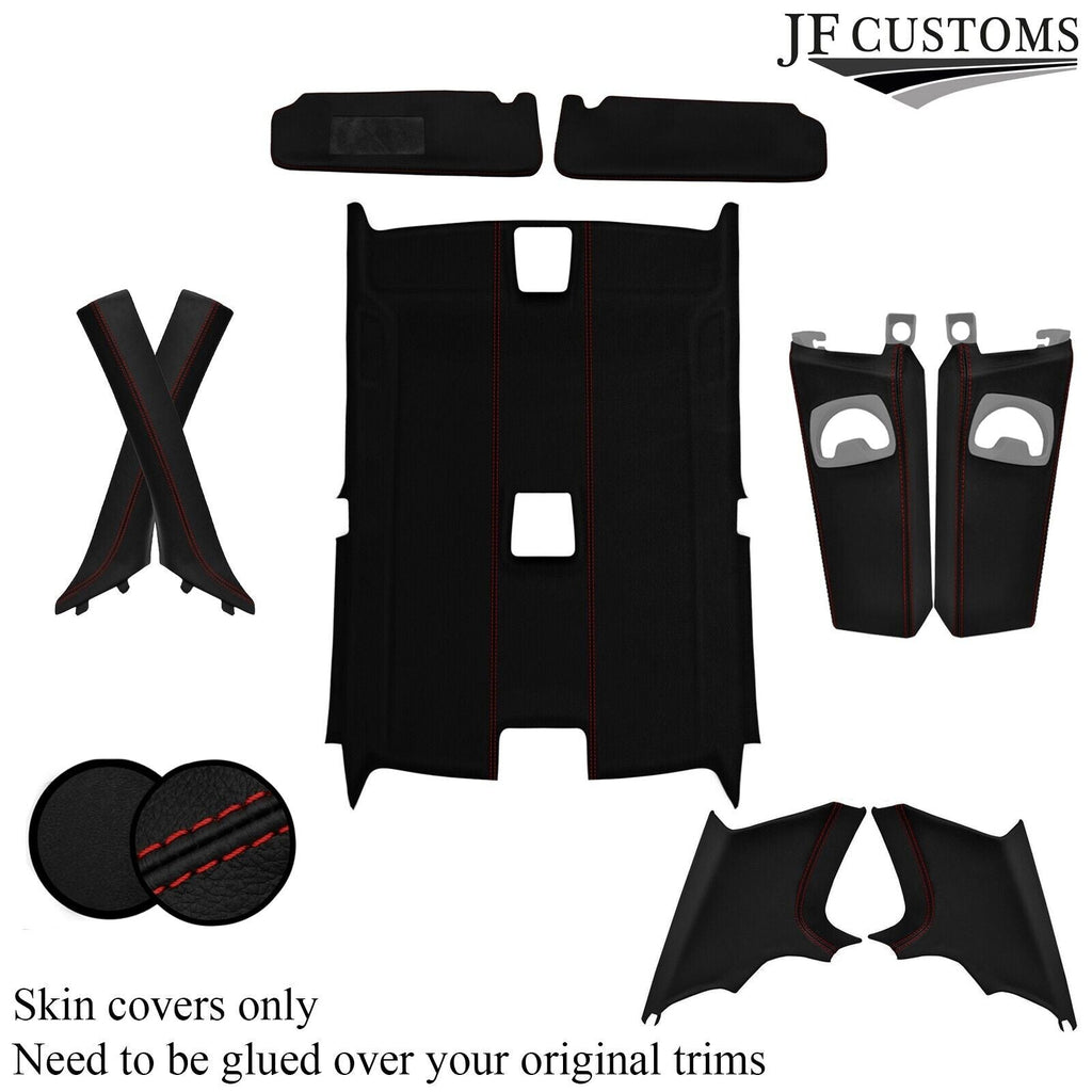 D RED STITCH LEATHER & SUEDE COVERS FOR E92 COUPE 06-13 TOP RECOVERY KIT