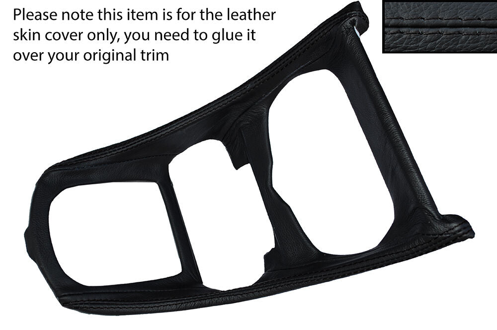 BLACK STITCHING GEAR SURROUND TRIM LEATHER COVER FITS PEUGEOT 307 & 307CC