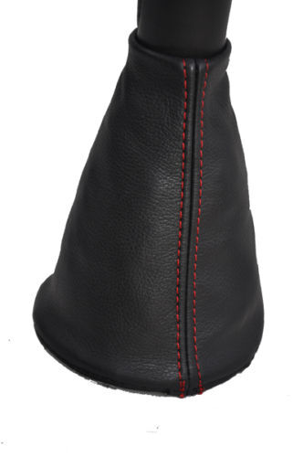 FITS VW fox 2006  black leather gear gaiter red stitch CUSTOM NEW MADE IN UK