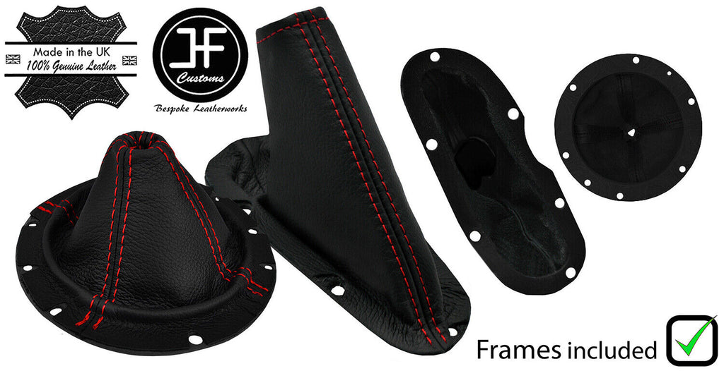 RED STITCH LEATHER GEAR HANDBRAKE GAITER+PLASTIC FRAME FOR DODGE VIPER 03-06