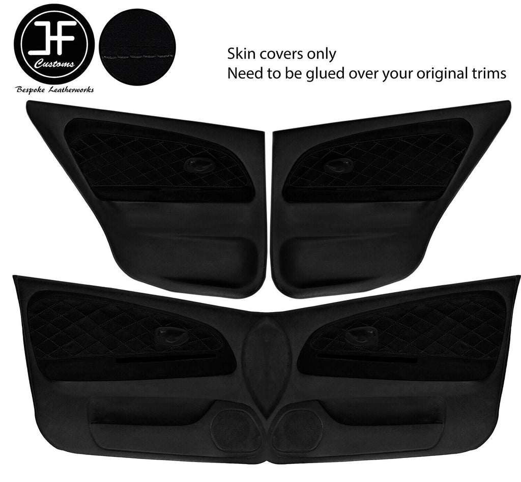 BLACK DIAMOND STITCH 4X DOOR CARD TRIM SUEDE COVERS FOR MITSUBISHI EVO 4 5 6