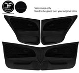 BLACK DIAMOND STITCH 4X DOOR CARD TRIM SUEDE COVERS FOR MITSUBISHI EVO 4 5 6