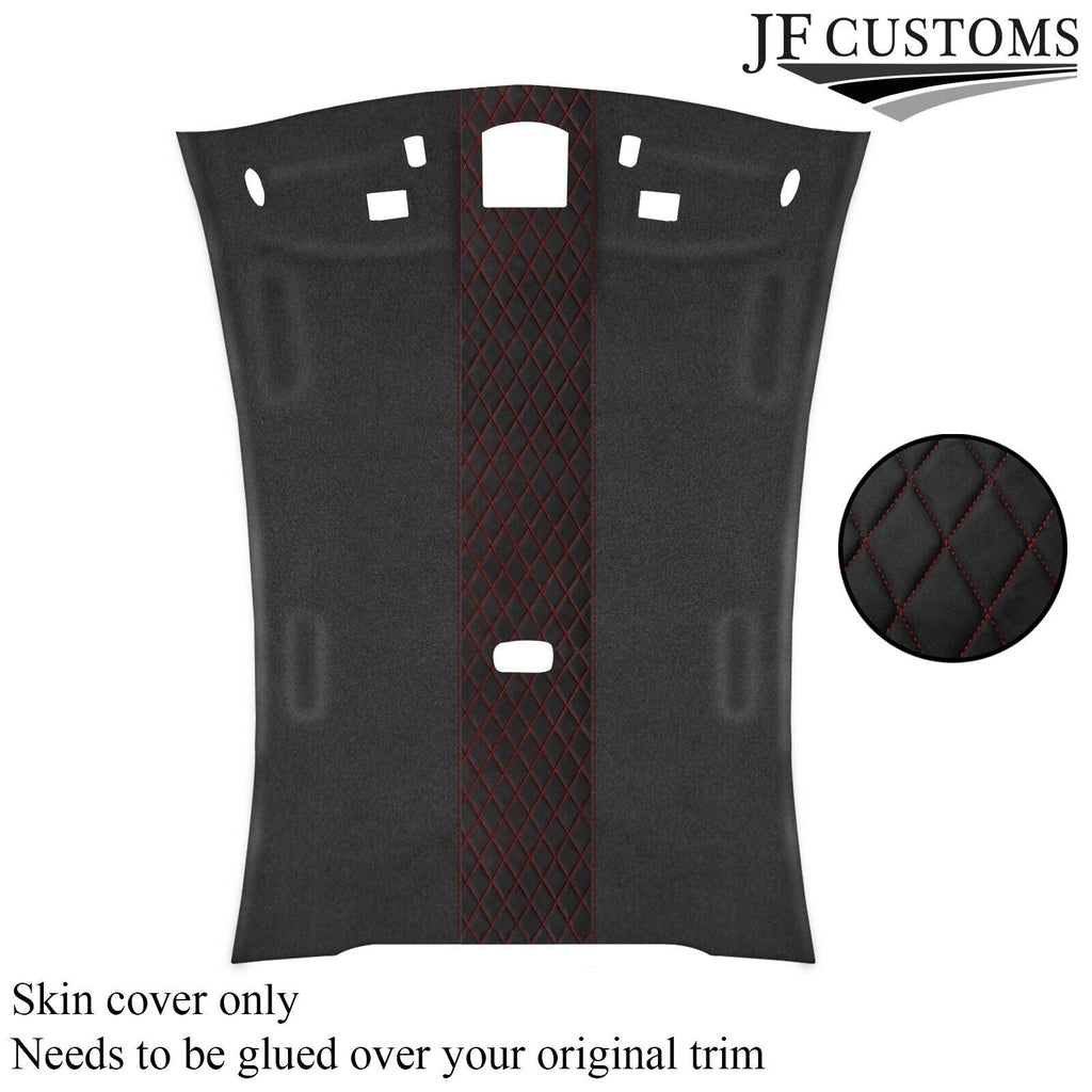 DSG2 D RED D GREY STITCH LUXE SUEDE HEADLINER COVER FOR FORD FIESTA MK2 83-89