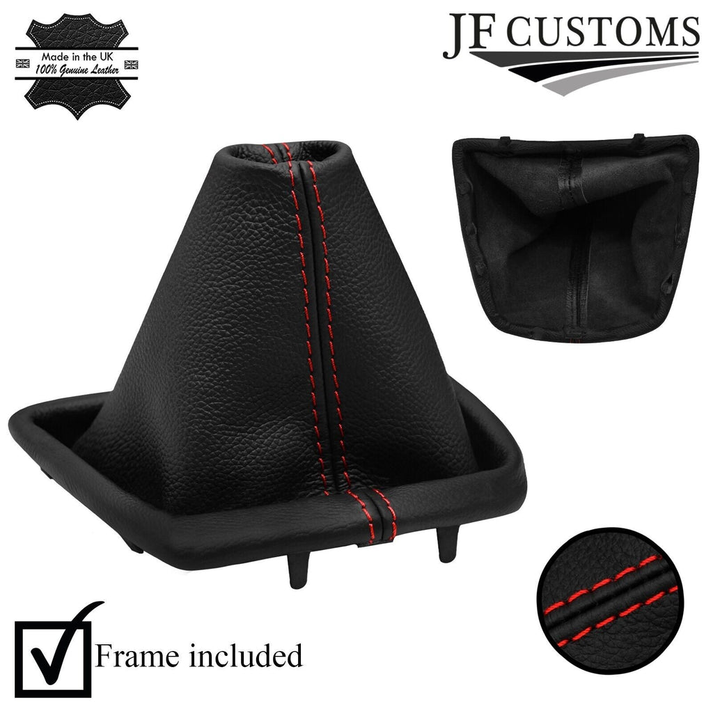 RED STITCH LEATHER GEAR GAITER + PLASTIC FRAME FOR FIAT FIORINO 2008-2016