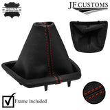 RED STITCH LEATHER GEAR GAITER + PLASTIC FRAME FOR FIAT FIORINO 2008-2016