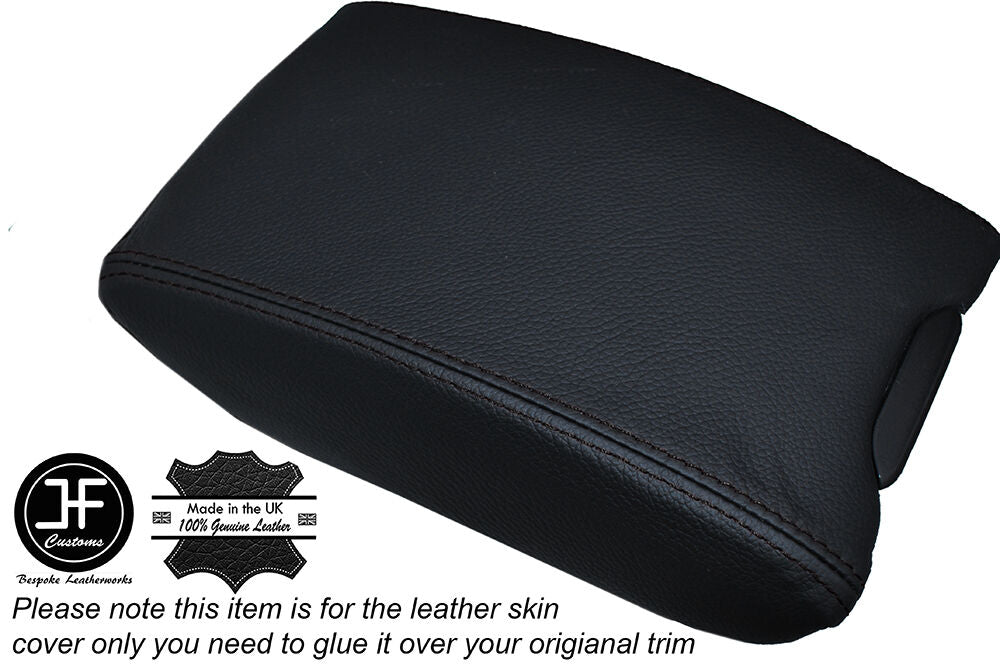 BLACK STITCHING ARMREST LID LEATHER SKIN COVER FITS VOLVO V60 2010-2015