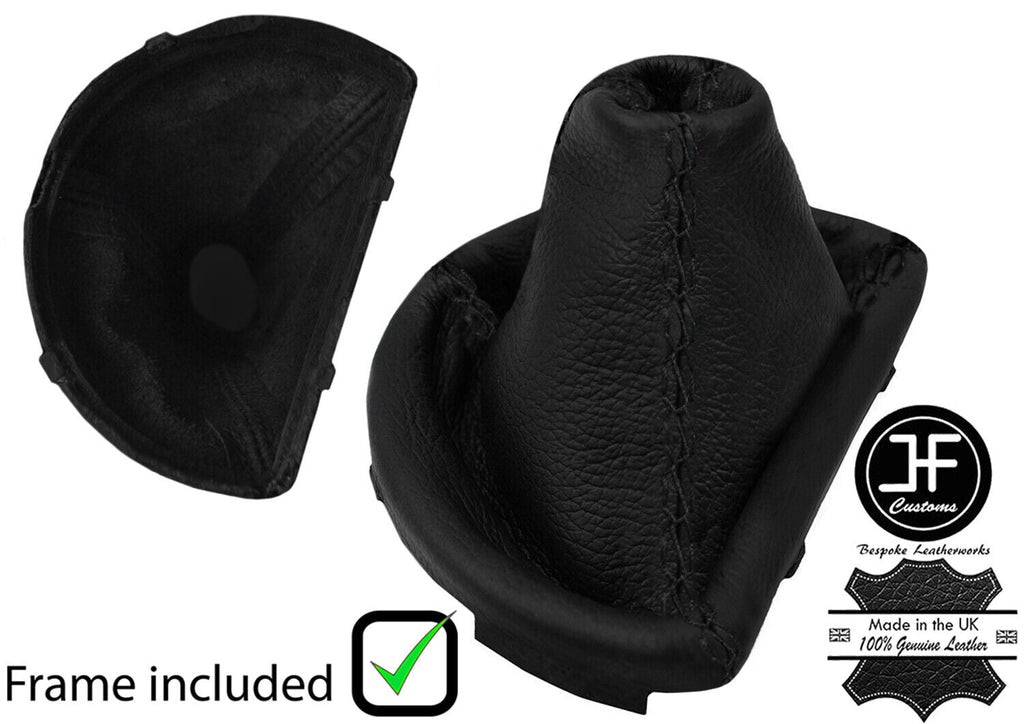 BLACK CROSS STITCH LEATHER AUTO GEAR GAITER+PLASTIC FRAME FOR AUDI TT MK2 06-14