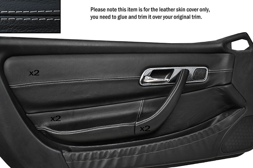 GREY STITCH 2X FRONT DOOR CARD TRIMS SKIN COVERS FITS MERCEDES SLK R170 96-04