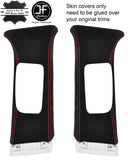 RED STITCH 2X UPPER B PILLAR SUEDE COVERS FITS NISSAN QASHQAI J11 2013-2018