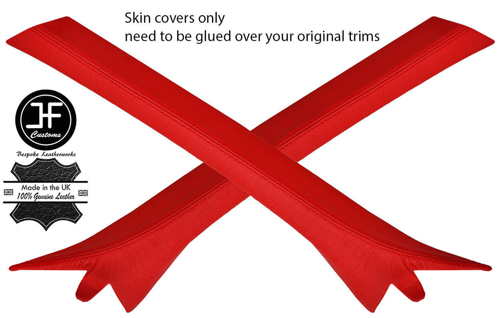 RED REAL LEATHER 2X A PILLAR COVERS FOR BMW E36 CONVERTIBLE 1993-1998 CUSTOM NEW