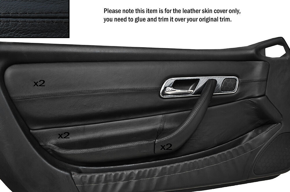 BLACK STITCH 2X FRONT DOOR CARD TRIMS SKIN COVERS FITS MERCEDES SLK R170 96-04
