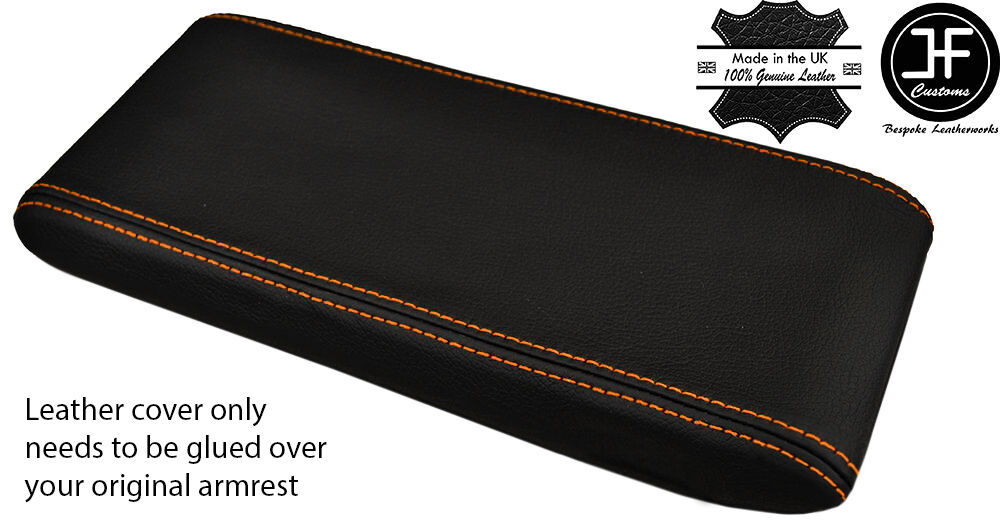 ORANGE STITCHING REAL LEATHER ARMREST LID COVER FITS PORSCHE 924 944 968 86-92