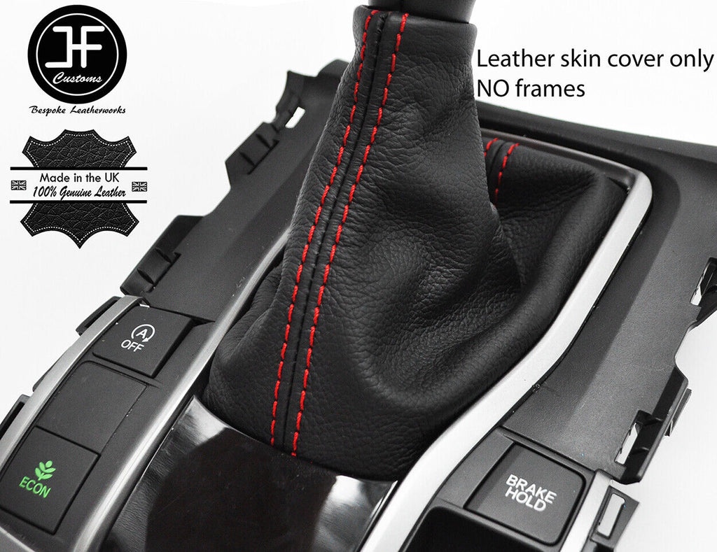 RED STITCH TOP GRAIN LEATHER GEAR GAITER FITS HONDA CIVIC MK10 2017-2019