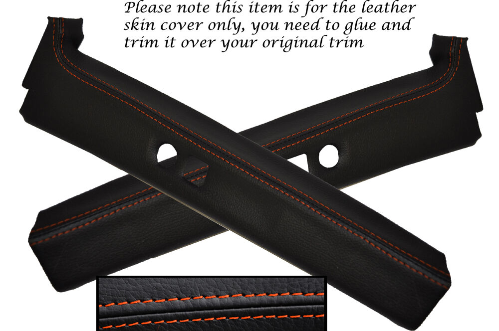 ORANGE STITCH 2X B PILLAR LEATHER SKIN COVERS FITS BMW 3 SERIES E36 COUPE 91-98