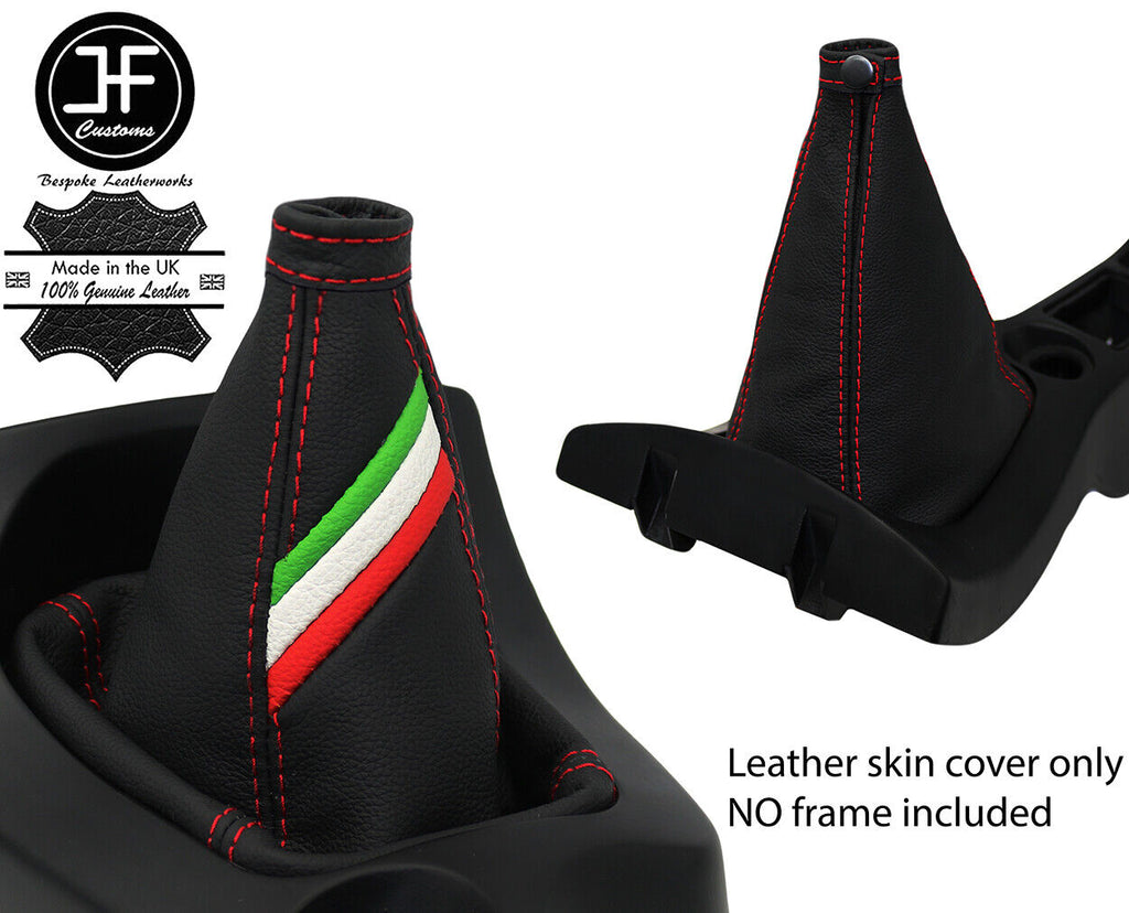 RED STITCH ITALIAN FLAG LEATHER GEAR GAITER FOR ALFA ROMEO GTV SPIDER PHASE 1