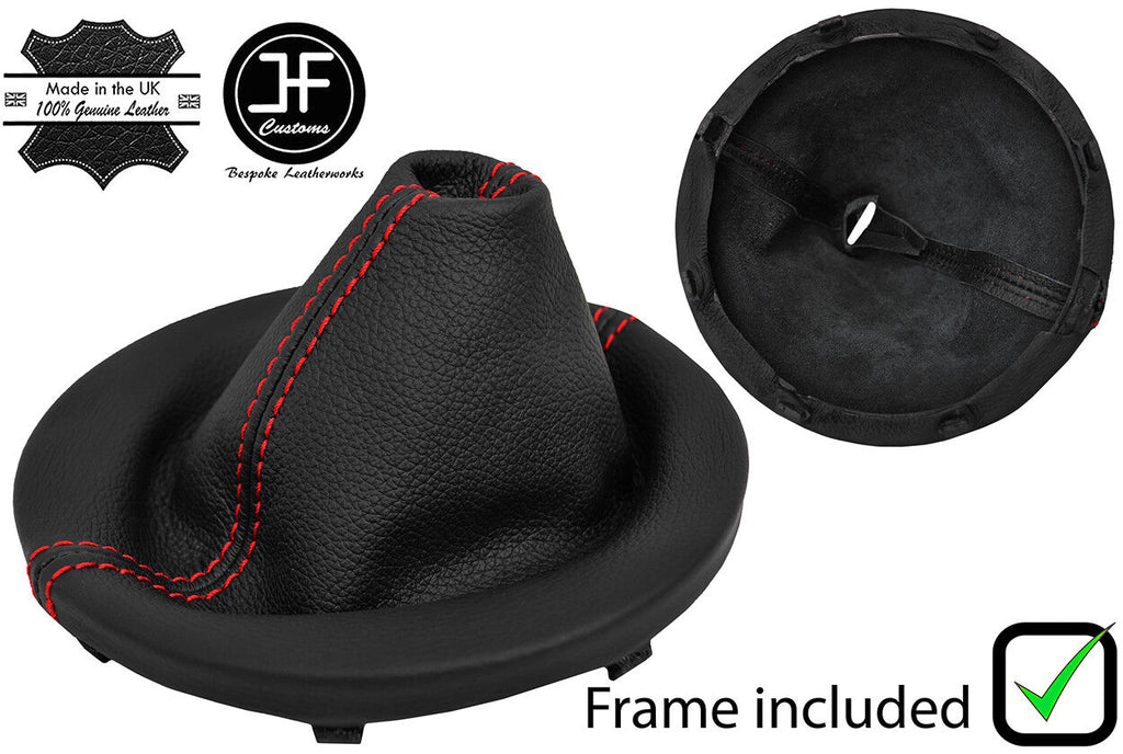 RED STITCH LEATHER GEAR GAITER+PLASTIC FRAME FITS NISSAN 350Z Z33 2002-2009