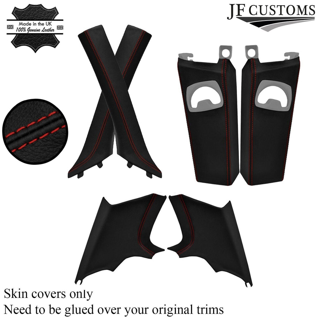 D RED  STITCH ITALIAN LEATHER PILLAR KIT COVERS FOR BMW 3 SERIES E92 COUPE 06-13