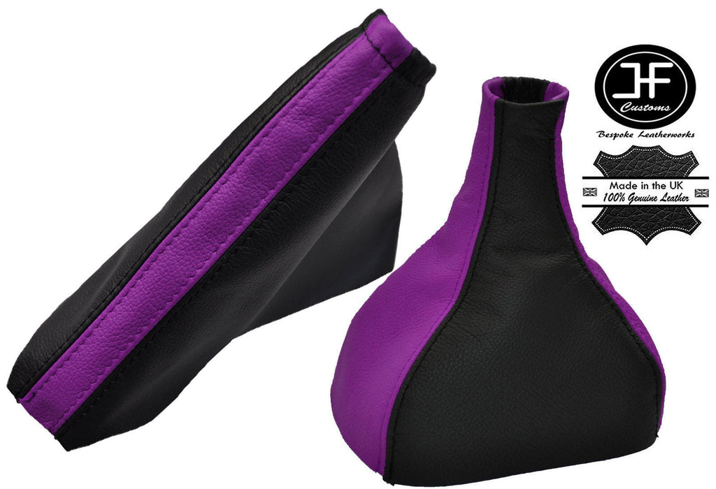 BLACK & PURPLE LEATHER GEAR & HANDBRAKE GAITER FITS VAUXHALL OPEL CORSA D 06-14