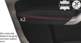 RED STITCH 2X FRONT DOOR ARMREST LEATHER COVERS FOR VW CADDY MK3 2005-2015