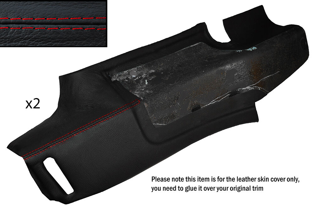 RED STITCH 2X B PILLAR PANEL LEATHER SKIN COVERS FITS LOTUS ELAN M100 89-95