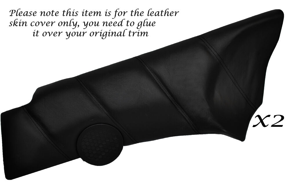 BLACK STITCH 2X REAR DOOR CARD SKIN COVERS FITS VAUXHALL OPEL CALIBRA 90-97