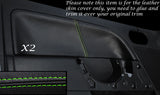 GREEN STITCH 2X FRONT DOOR CARD TRIM LEATHER COVERS FITS FIESTA MK6 02-08 5 DR