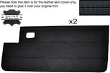 BLACK STITCH 2X FRONT DOOR CARD SKIN COVERS FITS PEUGEOT 309 1985-1993 3 DOOR