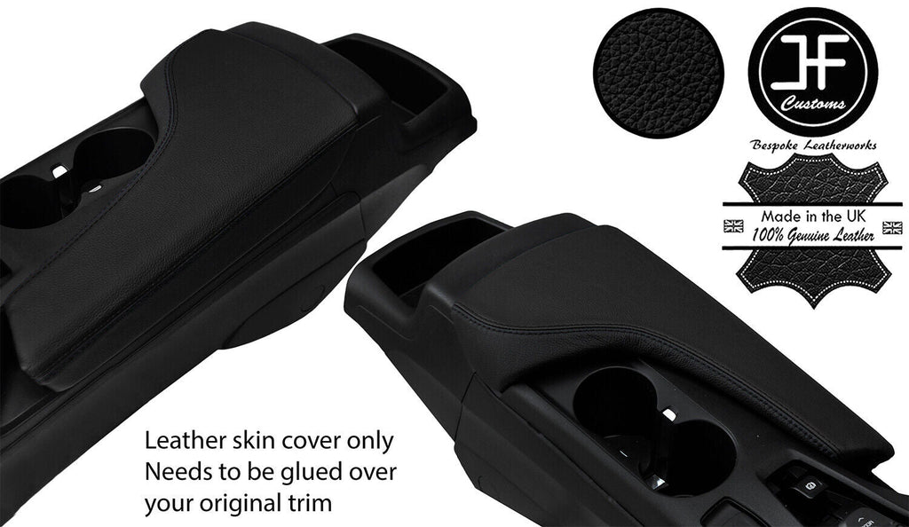 BLACK & BLACK DOUBLE STITCH LEATHER ARMREST COVER FOR CHEVROLET CAMARO 16-20
