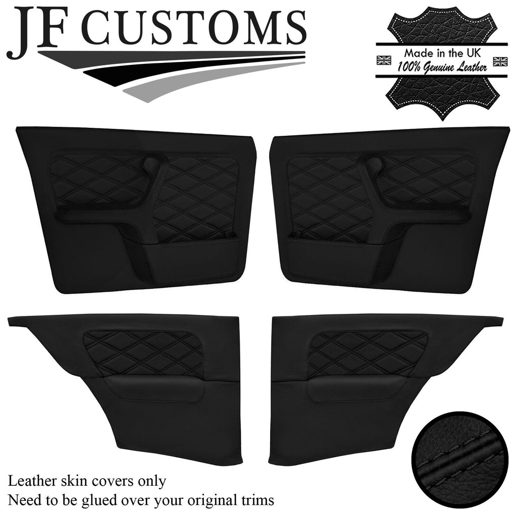 BLACK DIAMOND STITCH LEATHER 4X DOOR CARD COVERS FITS BMW E30 COUPE STYLE 3