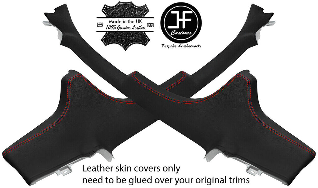 RED STITCH 2X TOP SIDE PILLAR TRIM LEATHER COVER FITS SMART FORTWO 451 07-14